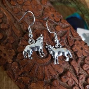 Silver Wolf Earrings Howling Dog Coyote earrings Wild Free ☆Spirit Animal Lover